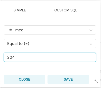 Фильтр по MCC 204